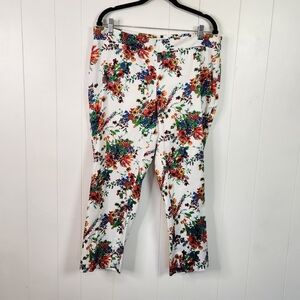 Laundry Shelli Segal White Floral Capri Pants Cropped Womens Size 14 Office Cute